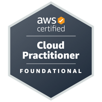 This is an image of the AWS Cloud Practitioner Certification Logo, click on it to view my AWS Cloud Practitioner Certificate.