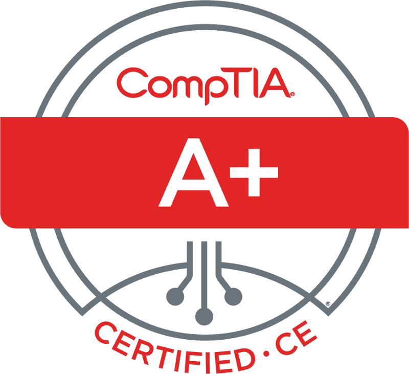 This is an image of the CompTIA A+ Certification Logo, click on it to view my CompTIA A+ Certificate.