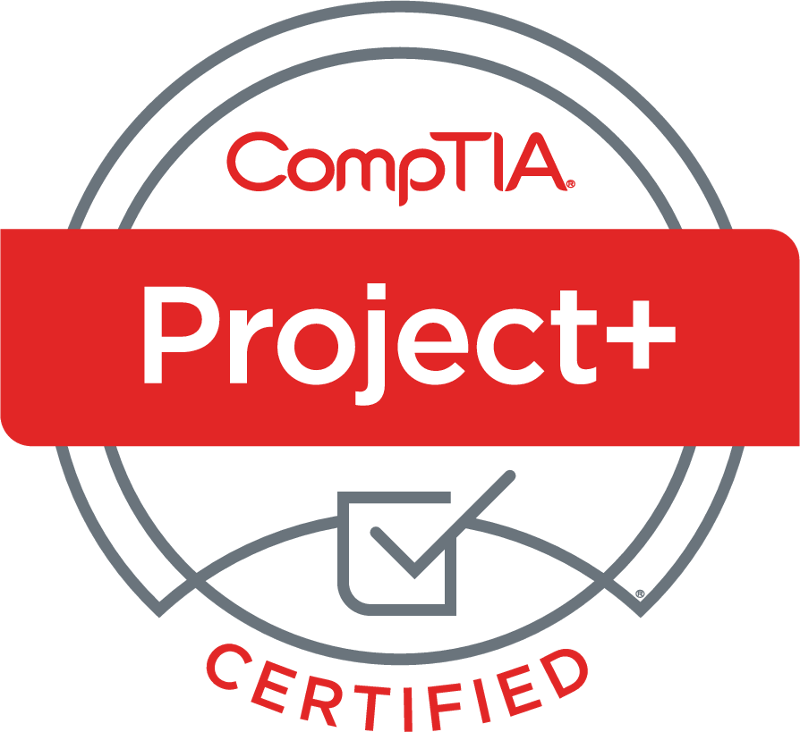 This is an image of the CompTIA Project+ Certification Logo, click on it to view my CompTIA Project+ Certificate.